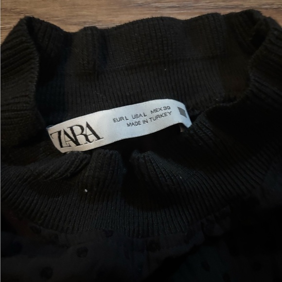 Zara Black on Black Polkadot Blouse — Size Large - Picture 3 of 3